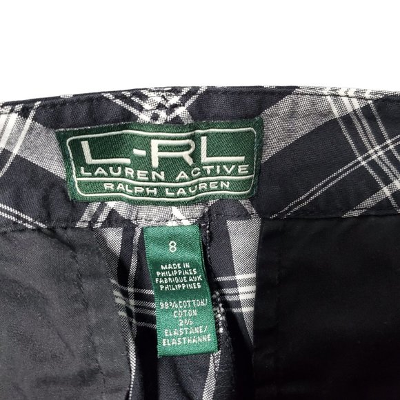 LRL Lauren Active Bermuda Shorts Plaid Golf Academia Grunge Punk Flat-Front - Picture 5 of 5
